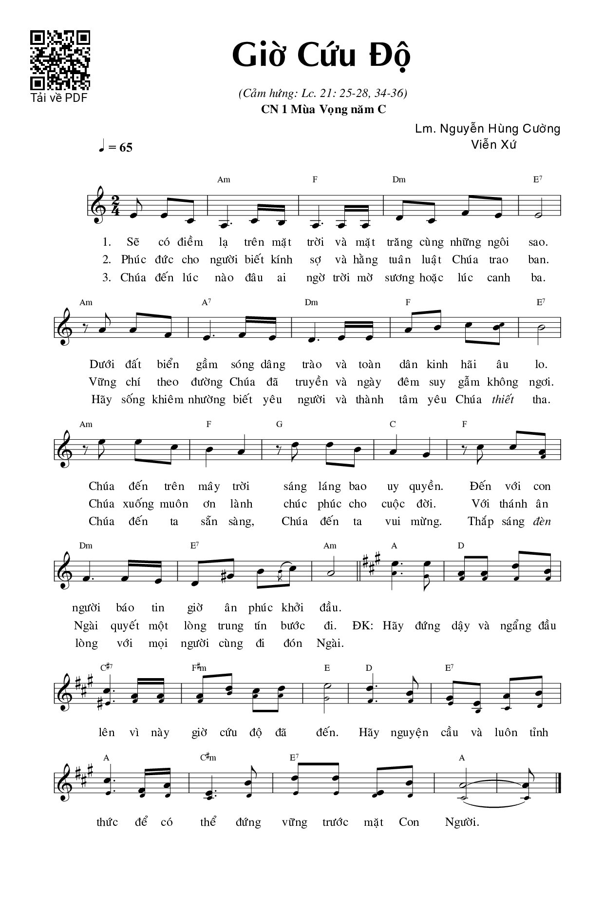 Sheet PDF of Giờ Cứu Độ