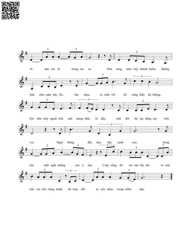 Page 2 of Sheet music PDF Đưa em về xót xa - Vĩnh Điện