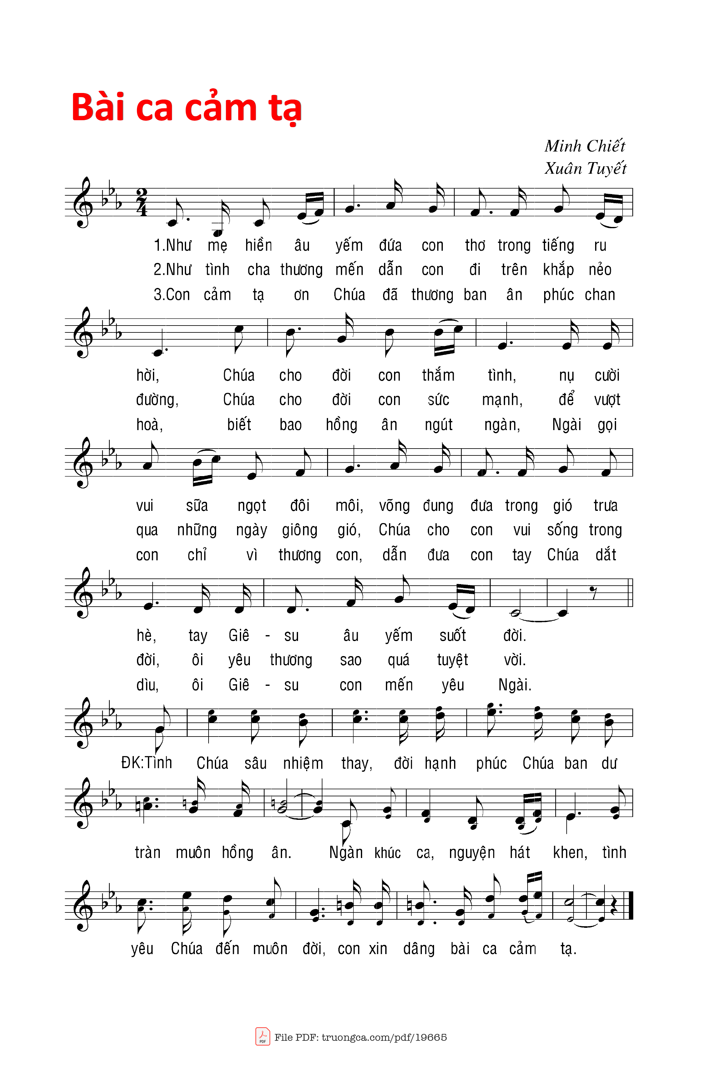 Sheet PDF of Bài Ca Cảm Tạ