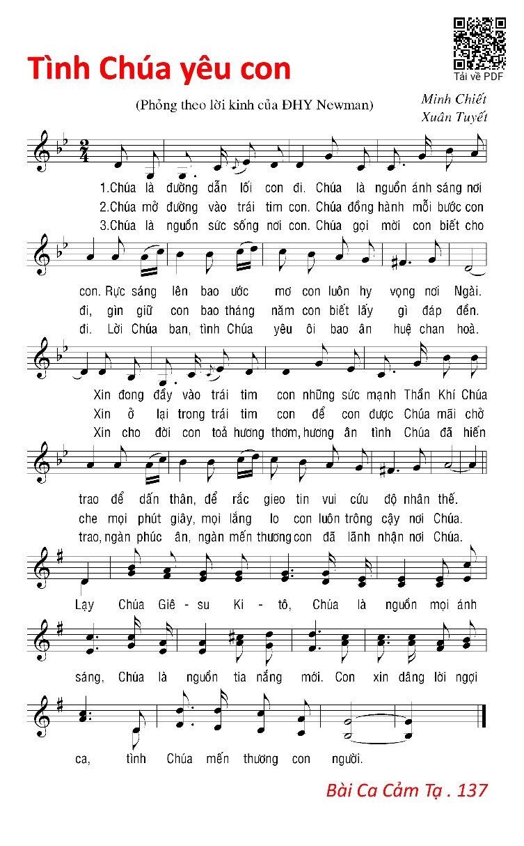 Page 1 of Sheet music PDF Tình Chúa Yêu Con - Minh Chiết &Amp; Xuân Tuyết
