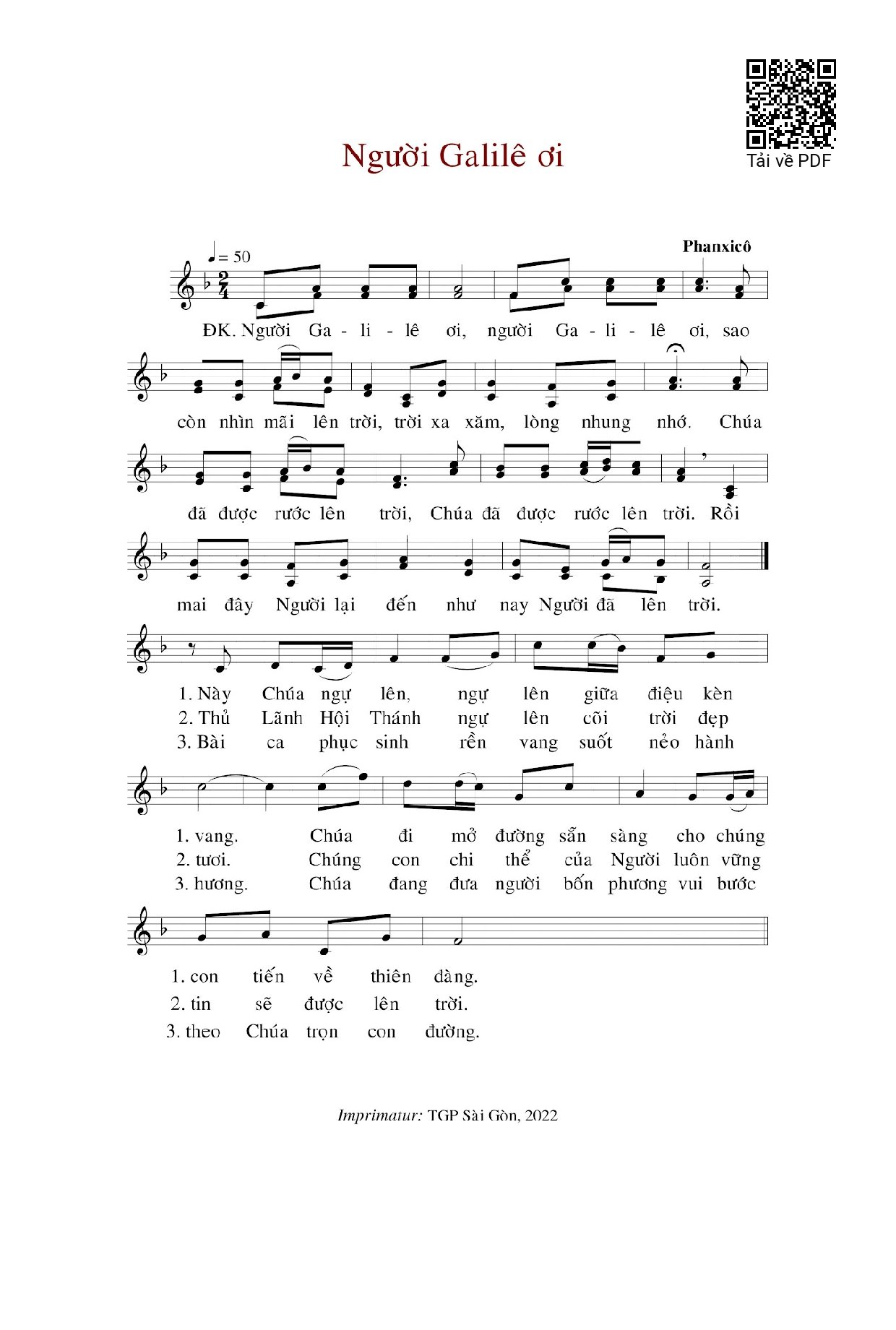 Sheet PDF of Người Galilê Ơi