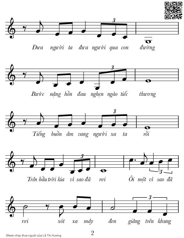 Page 2 of Sheet music PDF Đưa người - Lê Tín Hương