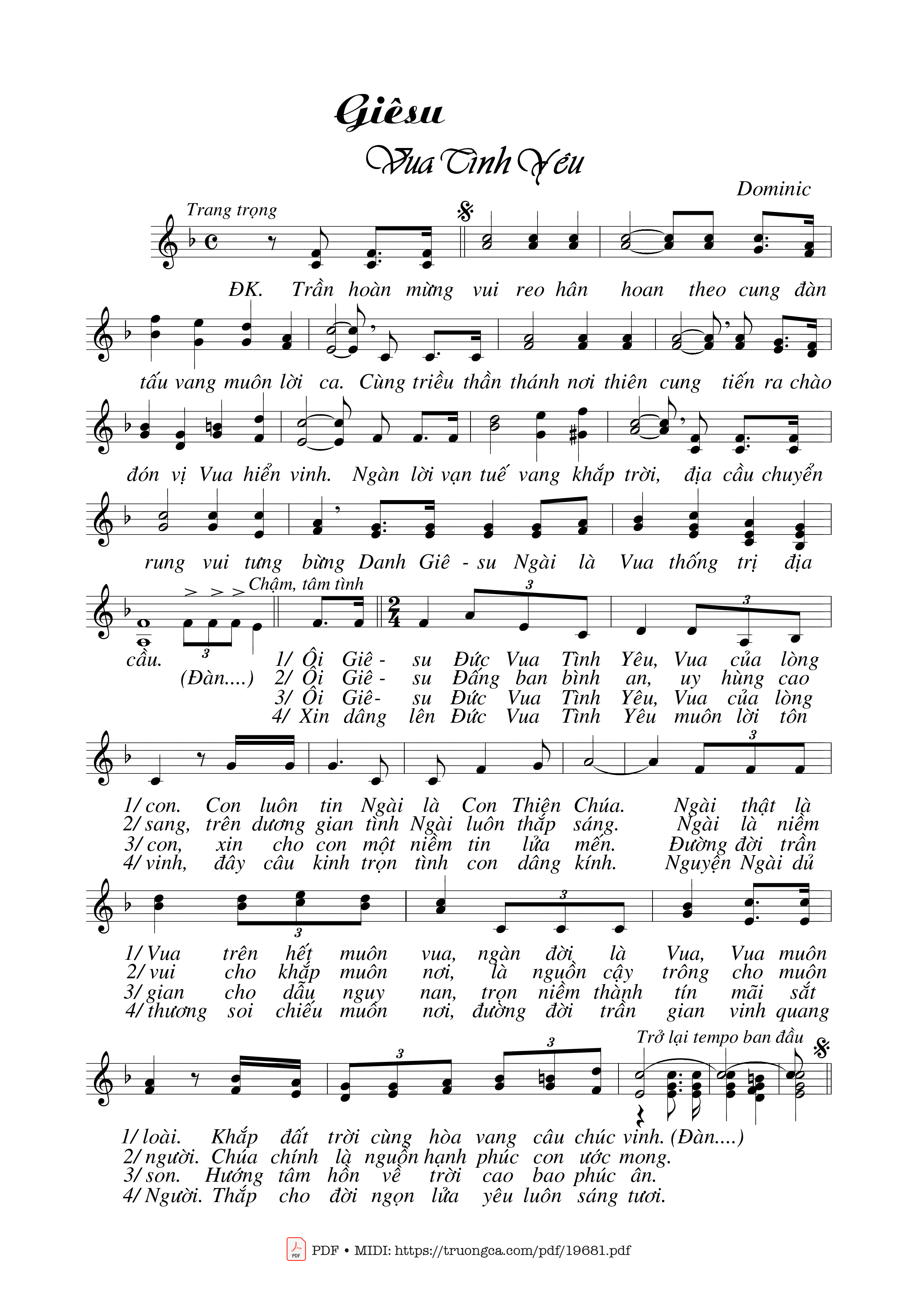 Sheet PDF of Giêsu Vua Tình Yêu