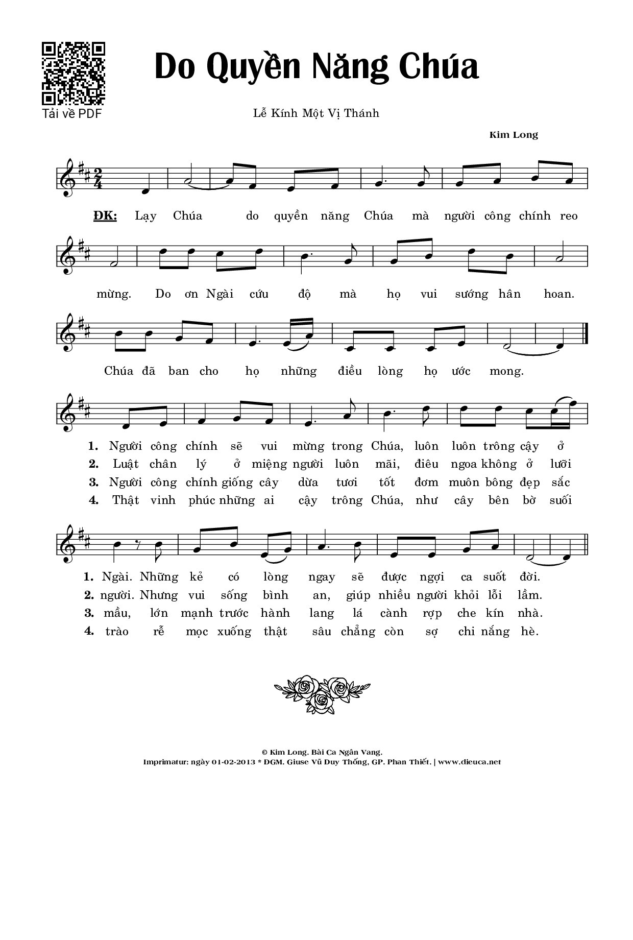 Sheet PDF of Do Quyền Năng Chúa