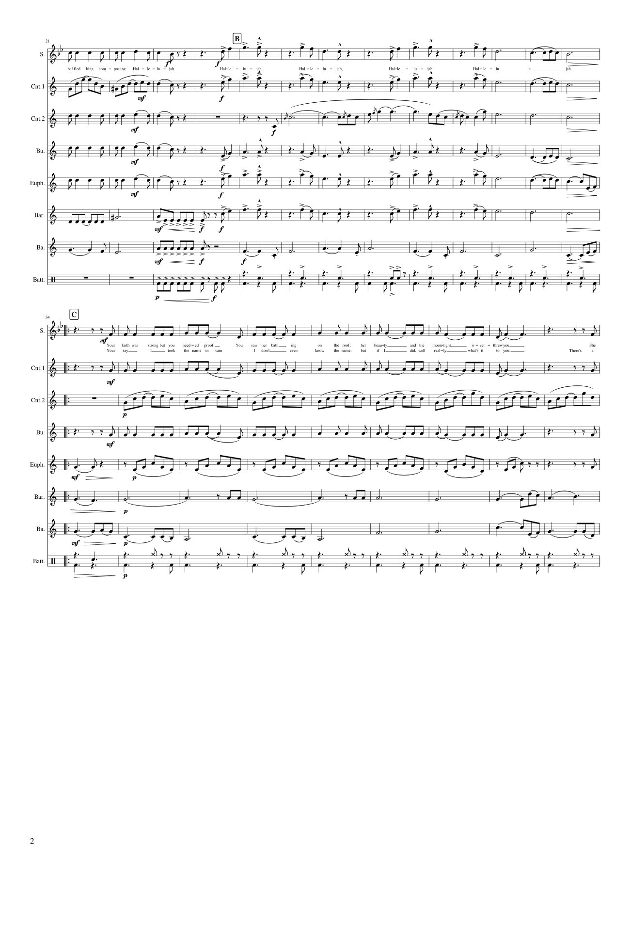 Page 2 of Sheet music PDF Hallelujah - Bruno Périsset