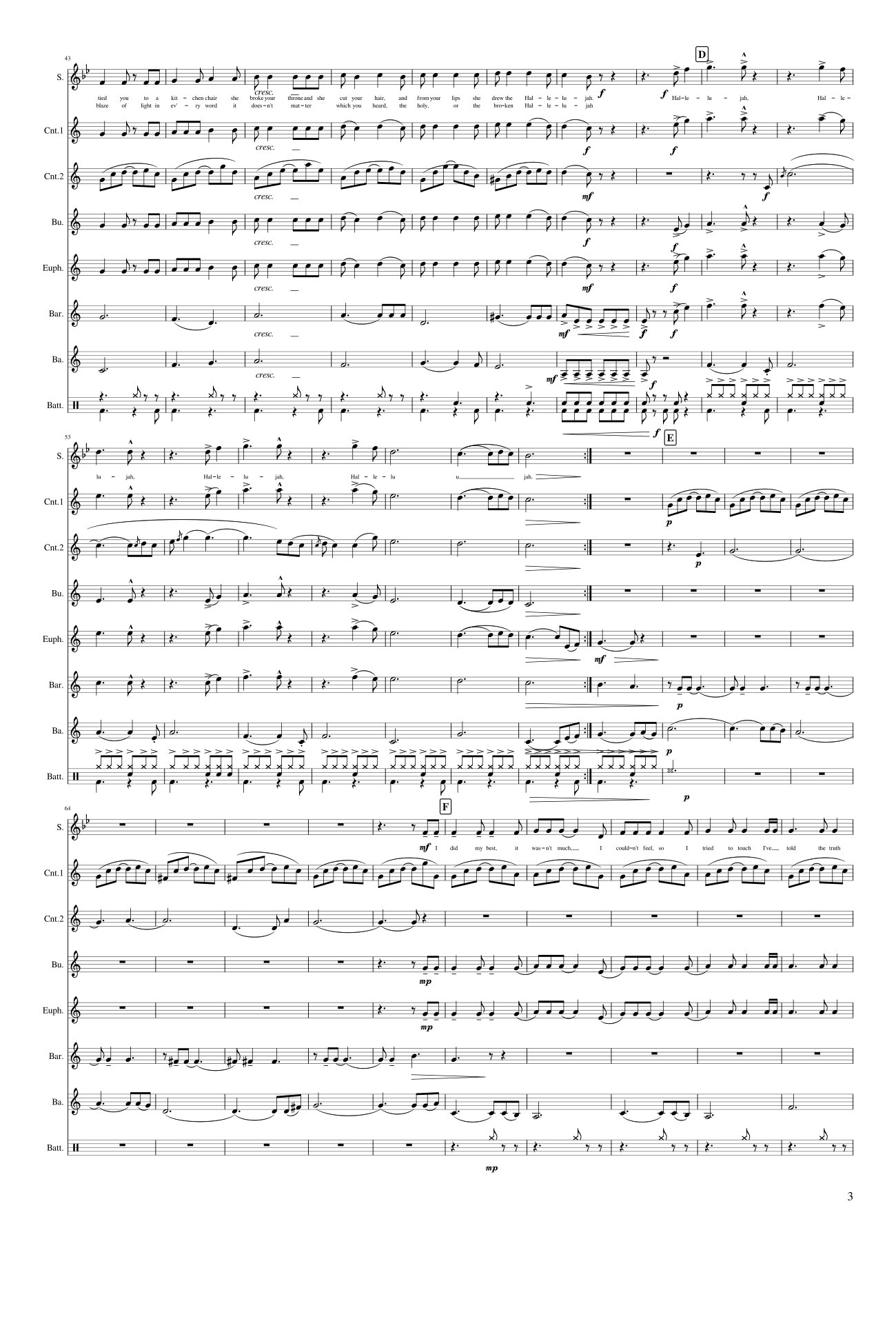Page 3 of Sheet music PDF Hallelujah - Bruno Périsset