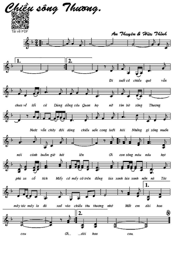 Page 1 of Sheet music PDF Chiều Sông Thương - Anh Thuyên