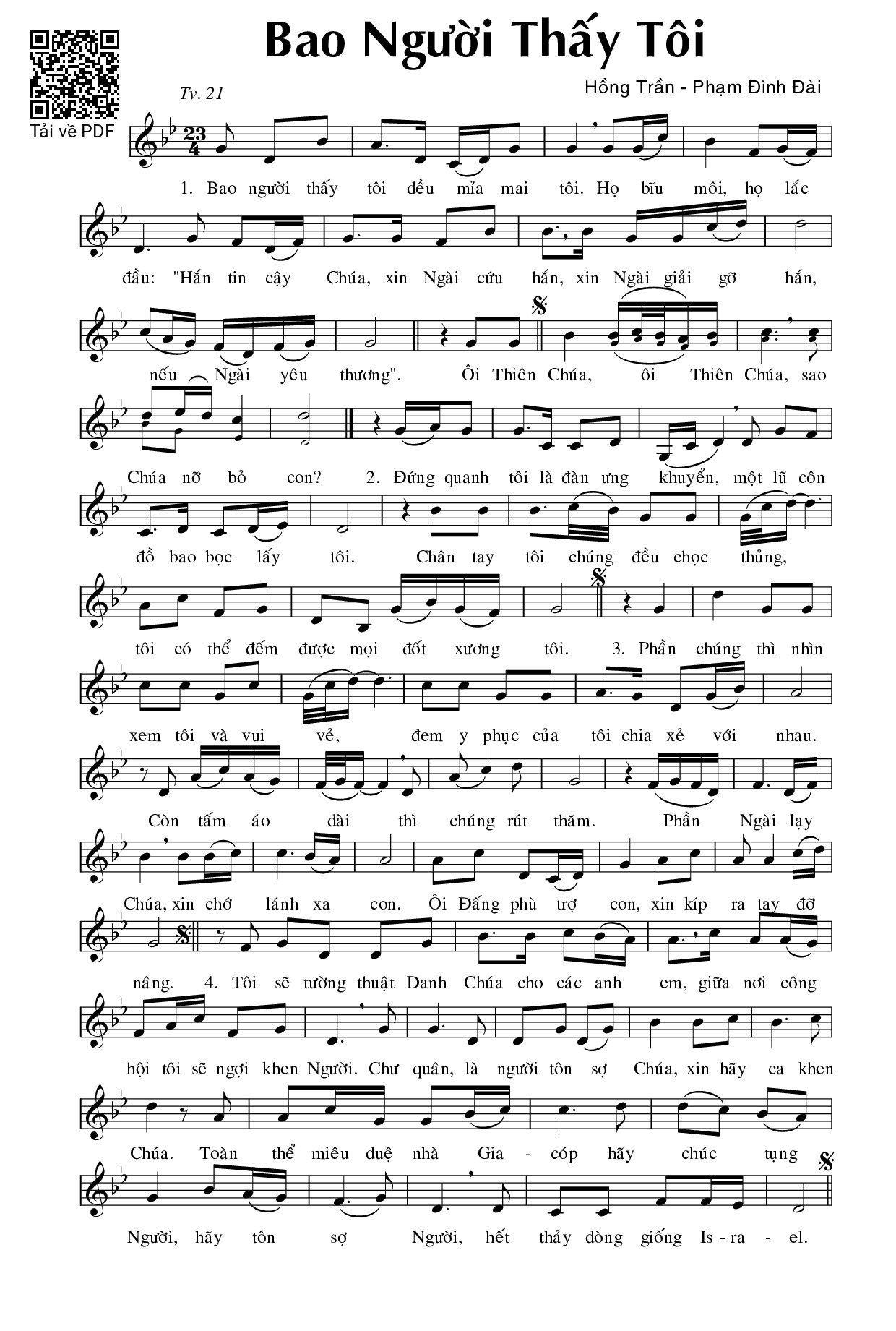 Page 1 of Sheet music PDF Bao người thấy tôi - Phạm Đình Đài