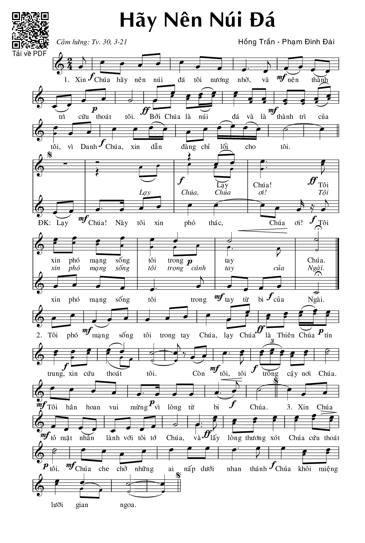 Page 1 of Sheet music PDF Hãy nên núi đá (Thánh Vịnh 30) - Phạm Đình Đài