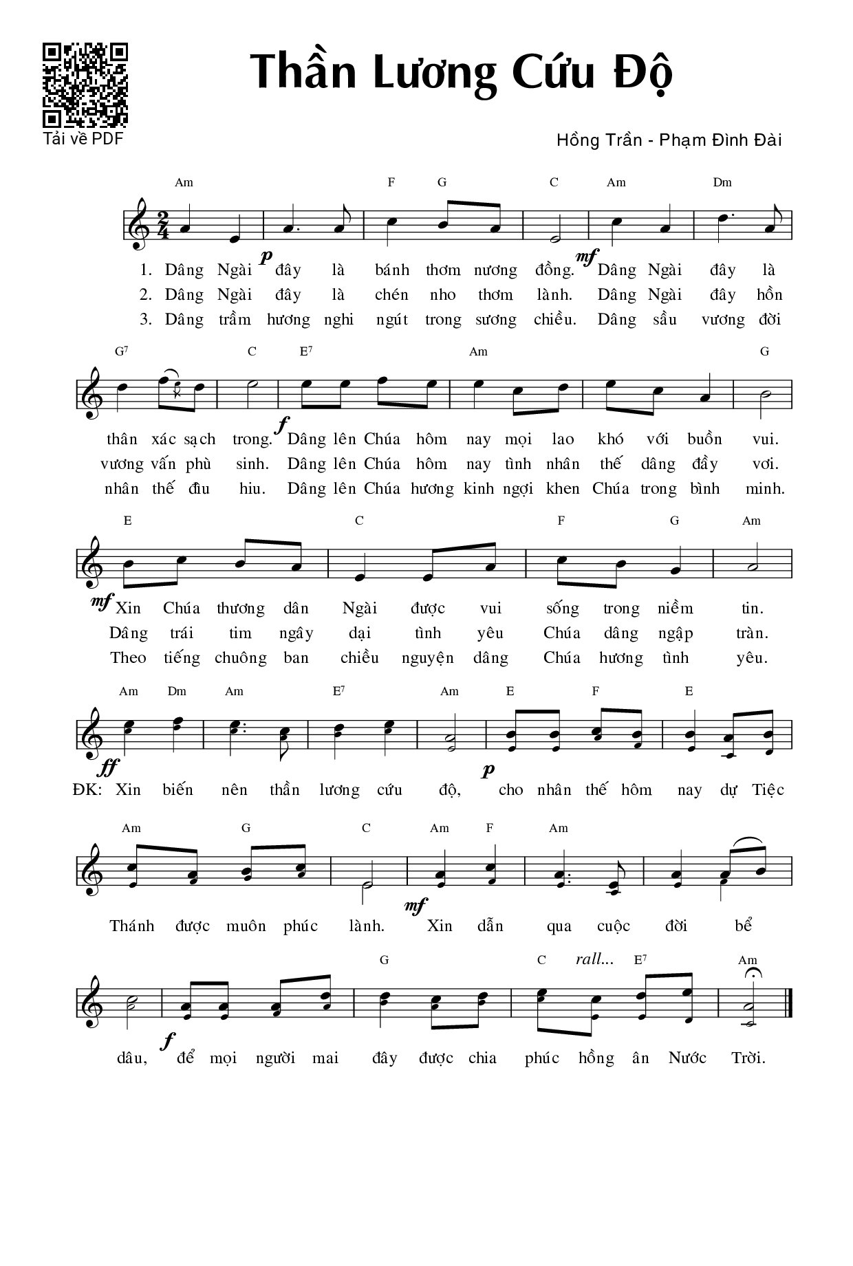 Sheet PDF of Thần lương cứu độ