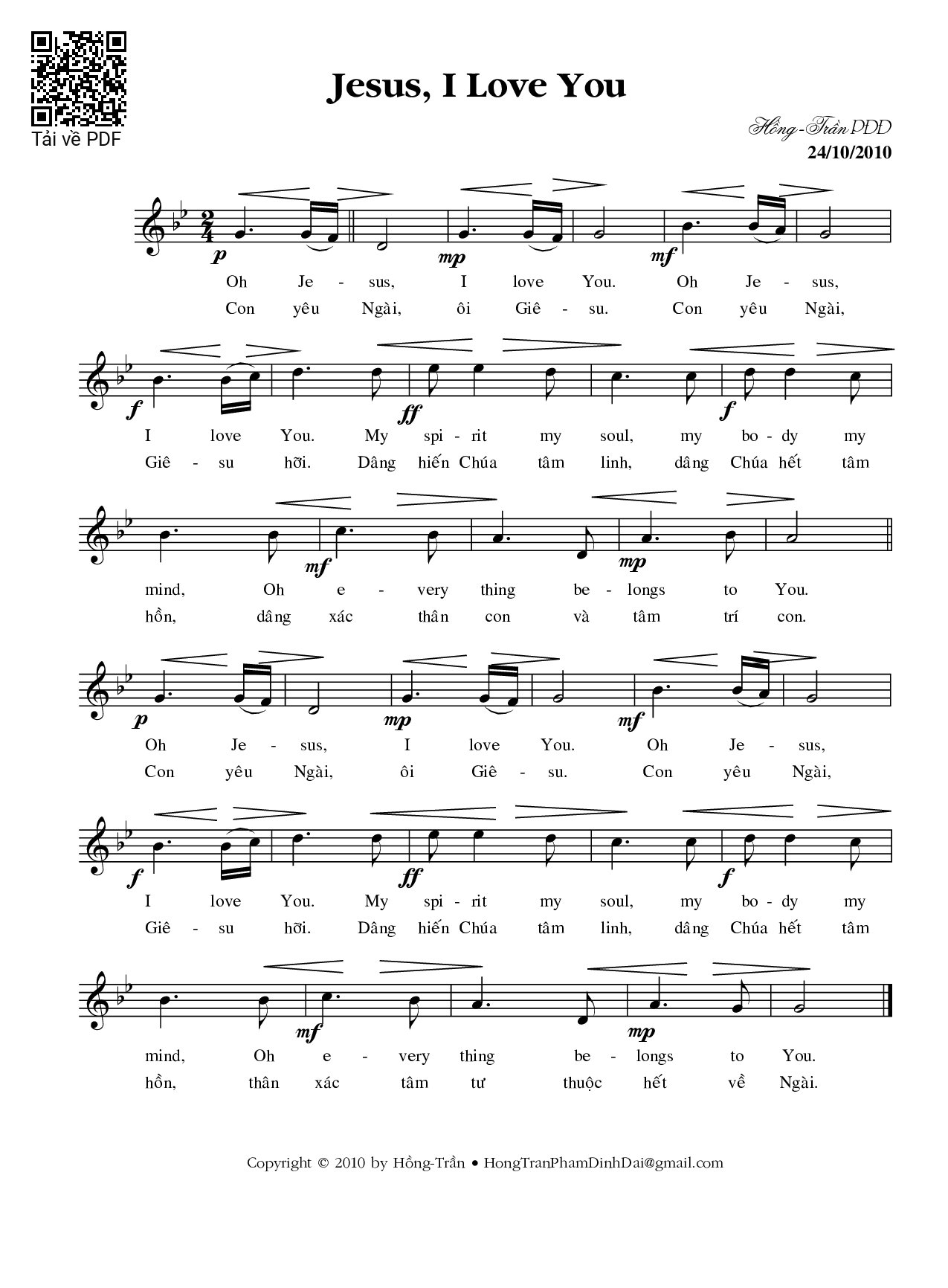 Page 1 of Sheet music PDF Con yêu Chúa - Phạm Đình Đài
