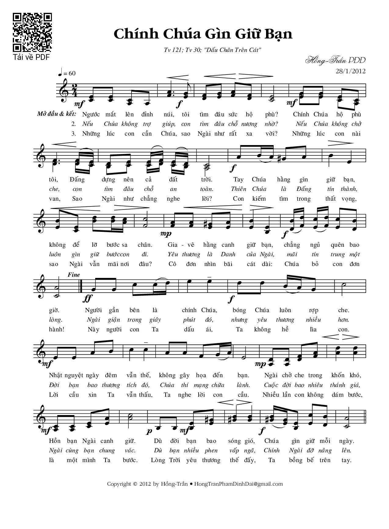 Page 1 of Sheet music PDF Chính Chúa gìn giữ bạn - Phạm Đình Đài
