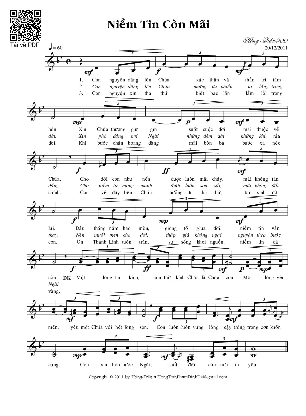 Page 1 of Sheet music PDF Niềm tin còn mãi - Phạm Đình Đài