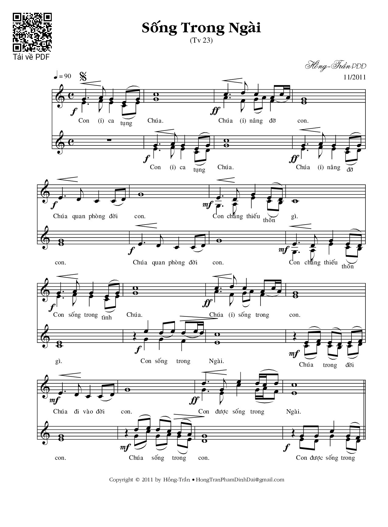 Page 1 of Sheet music PDF Sống trong Ngài - Phạm Đình Đài