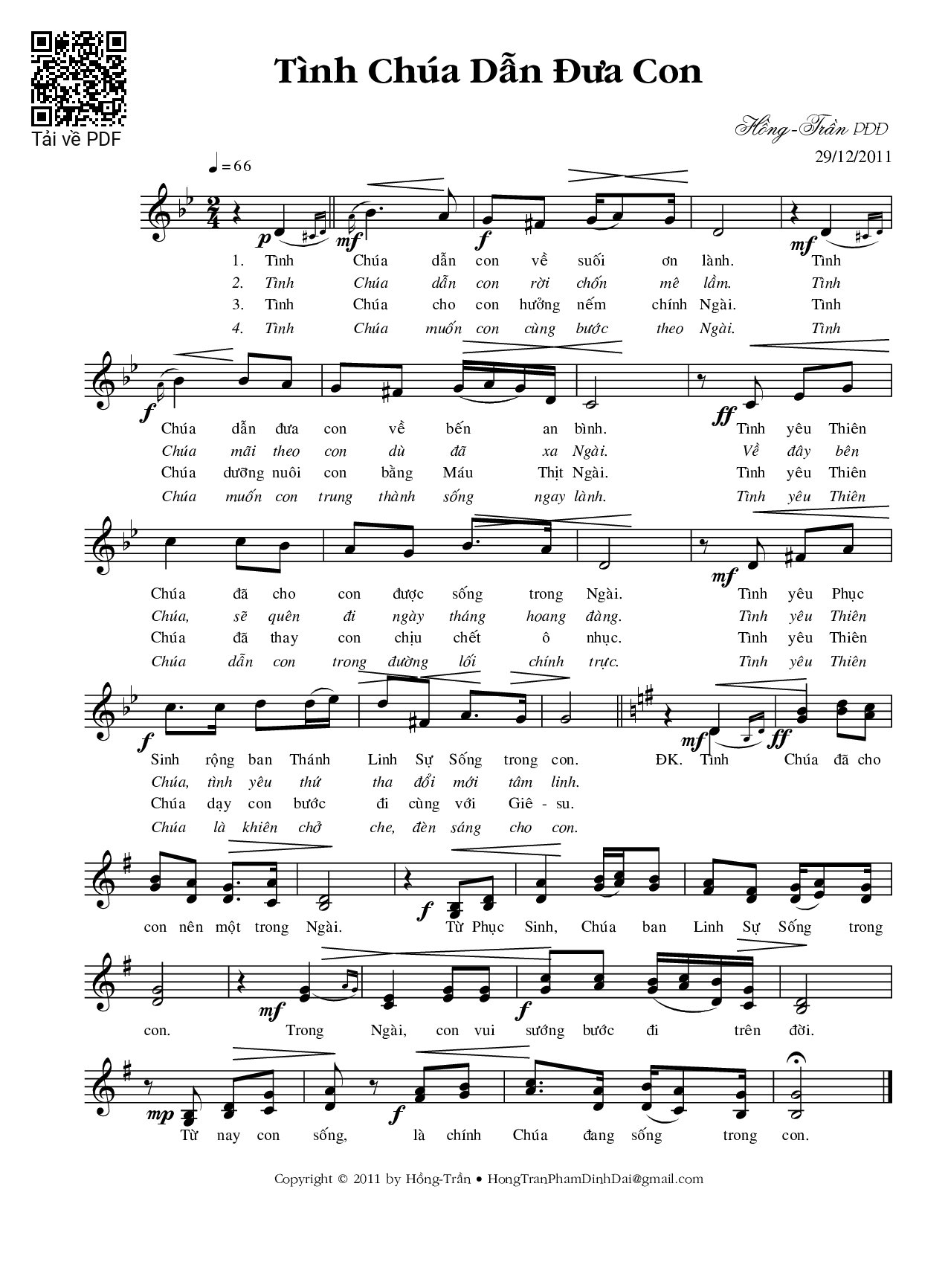 Page 1 of Sheet music PDF Tình Chúa dẫn đưa con - Phạm Đình Đài