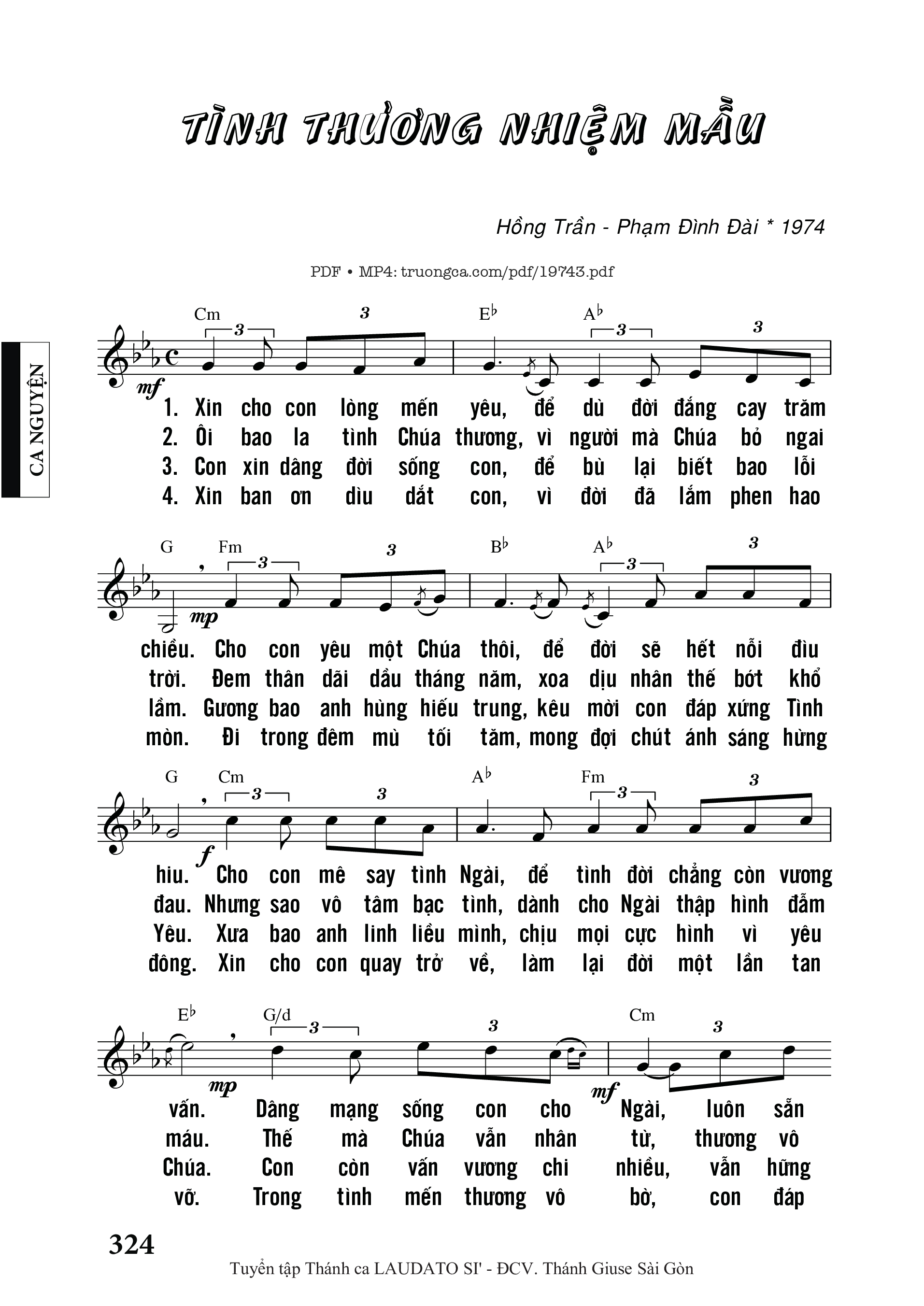 Sheet PDF of Tình thương nhiệm mầu