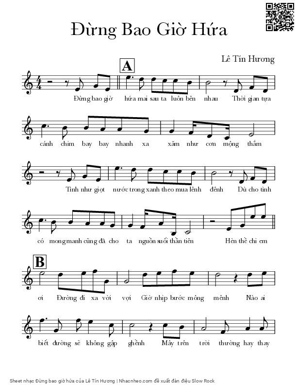 Page 2 of Sheet music PDF Đừng bao giờ hứa - Lê Tín Hương