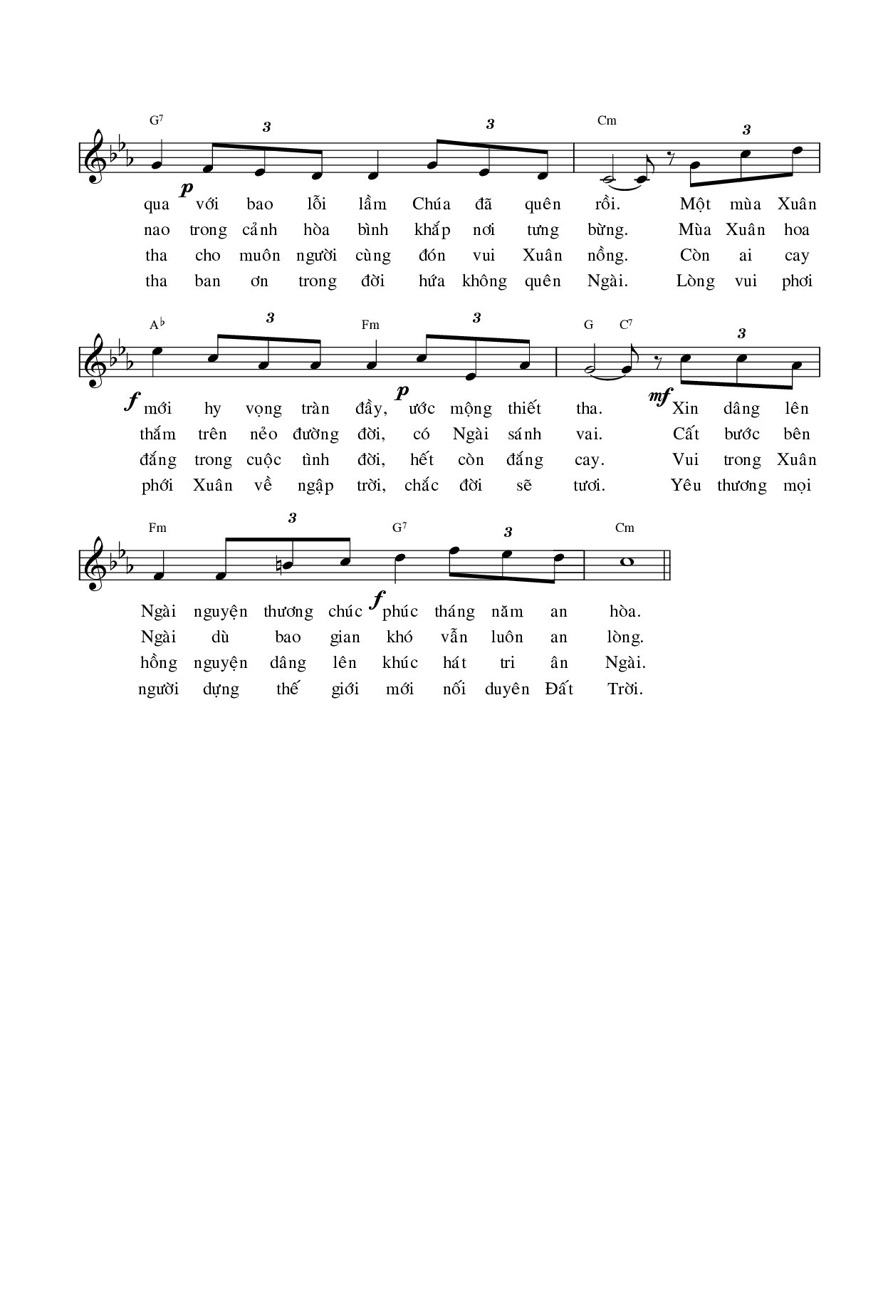 Page 2 of Sheet music PDF Đầu xuân cảm tạ Ngài - Phạm Đình Đài