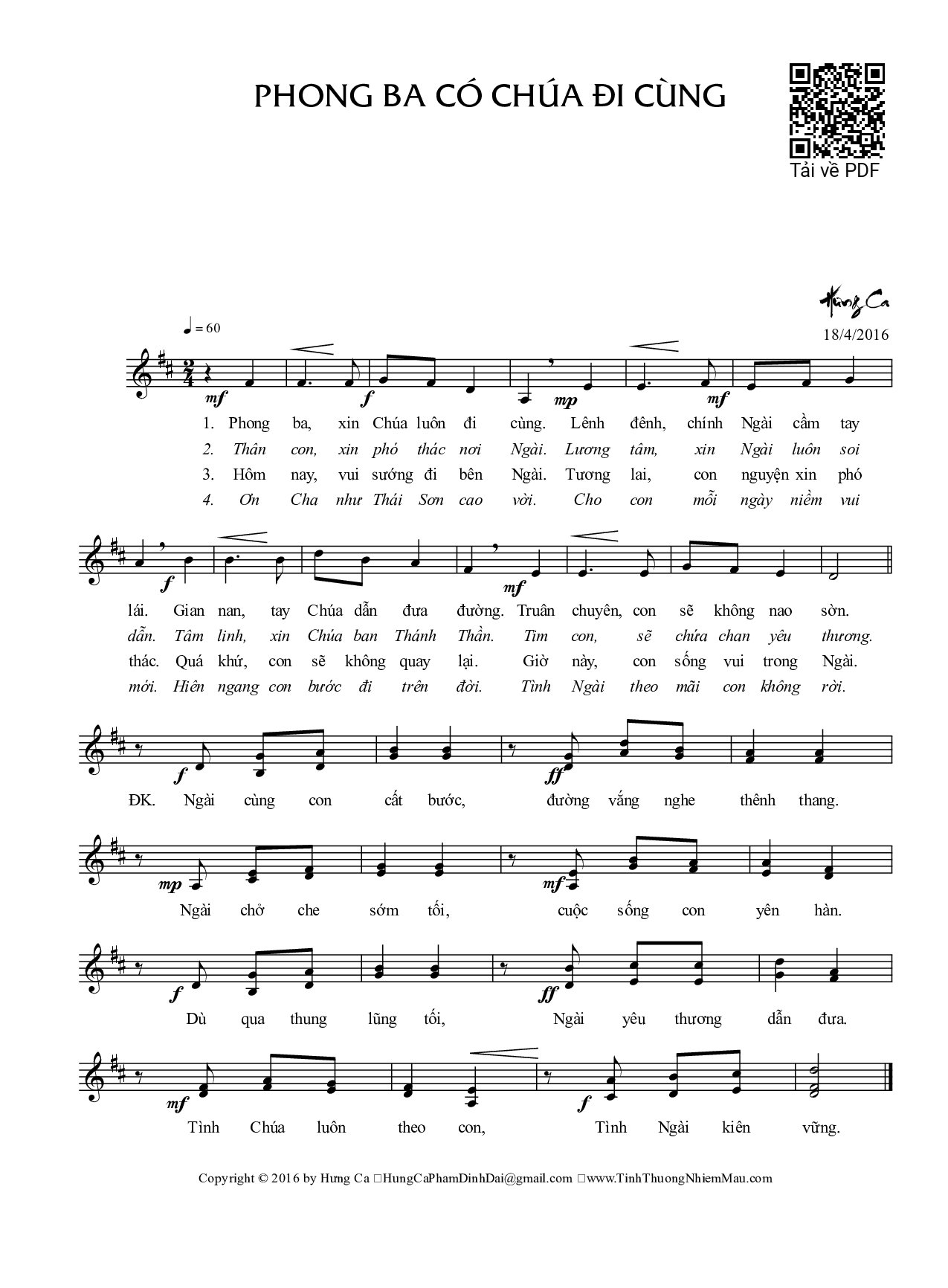 Page 1 of Sheet music PDF Phong ba có Chúa đi cùng - Phạm Đình Đài