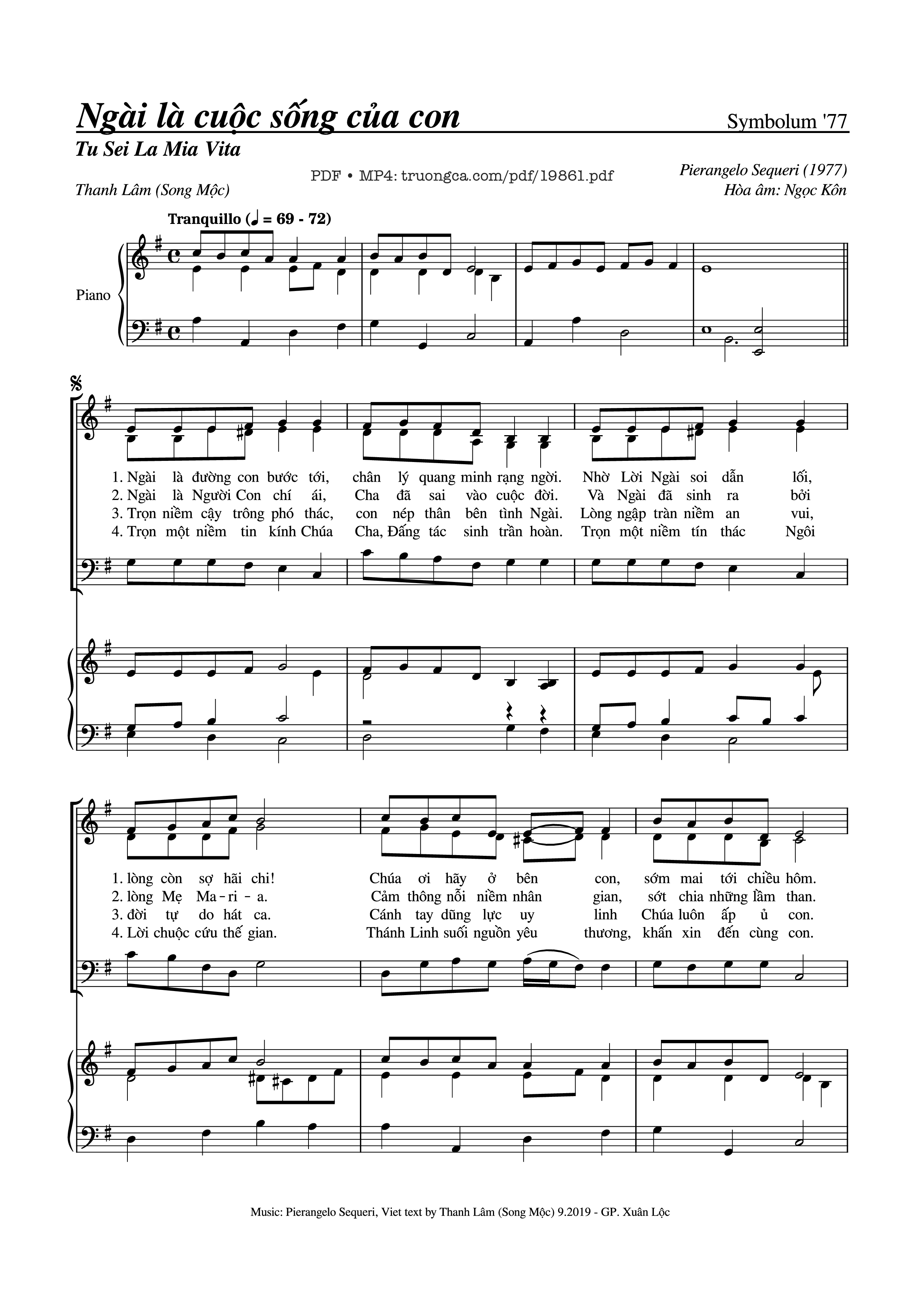 Ngài là cuộc sống của con Sheet đệm Piano