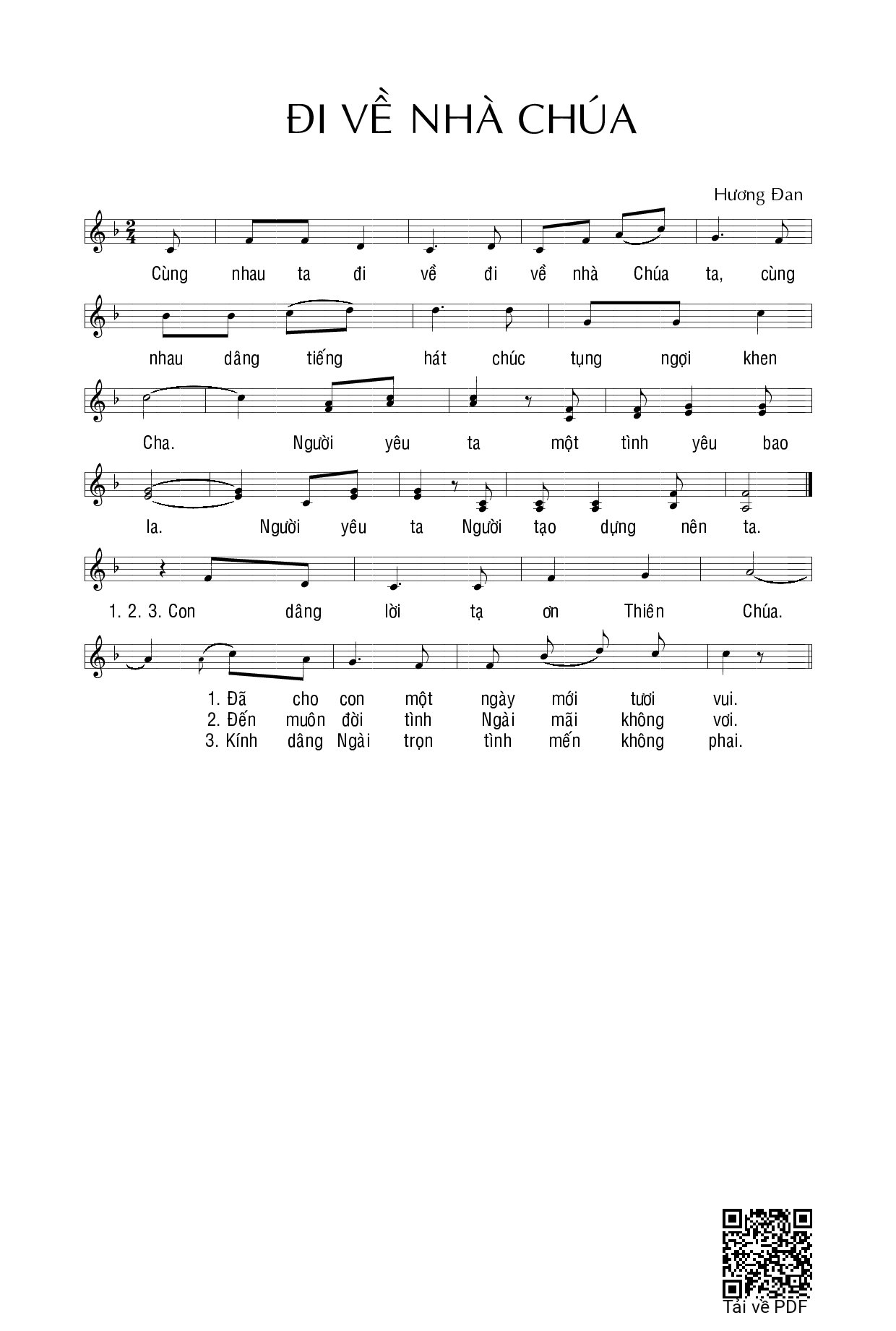 Page 1 of Sheet music PDF Đi về nhà Chúa - Hương Đan