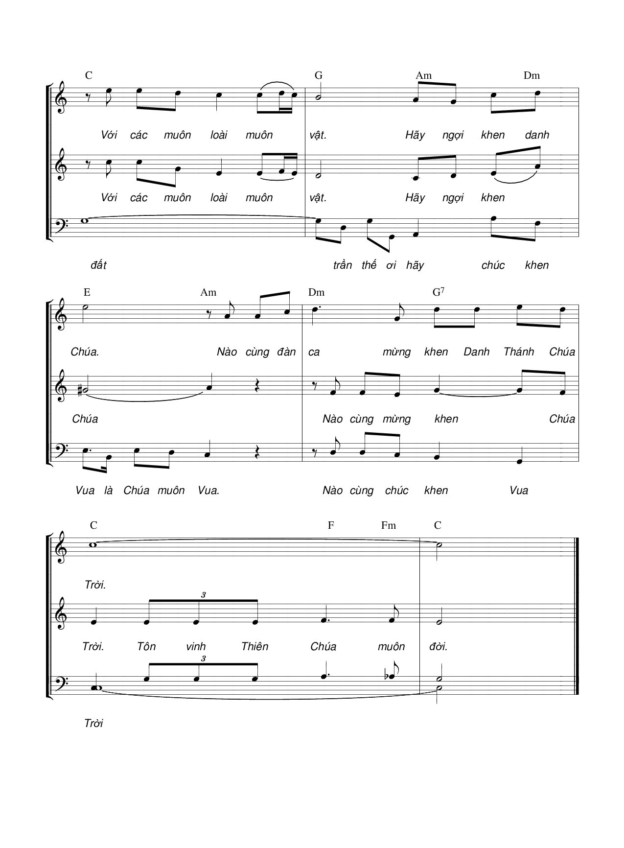 Page 2 of Sheet music PDF Hãy tung hô Chúa (3 bè) - Hương Đan