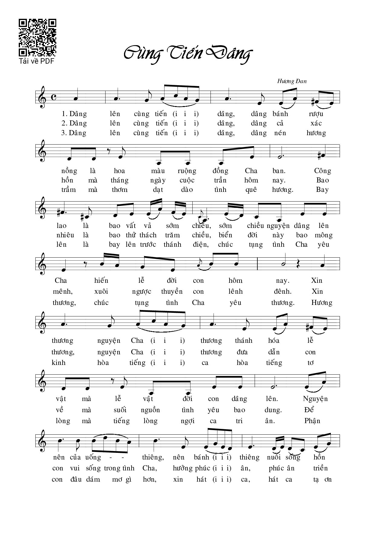 Page 1 of Sheet music PDF Cùng tiến dâng - Hương Đan