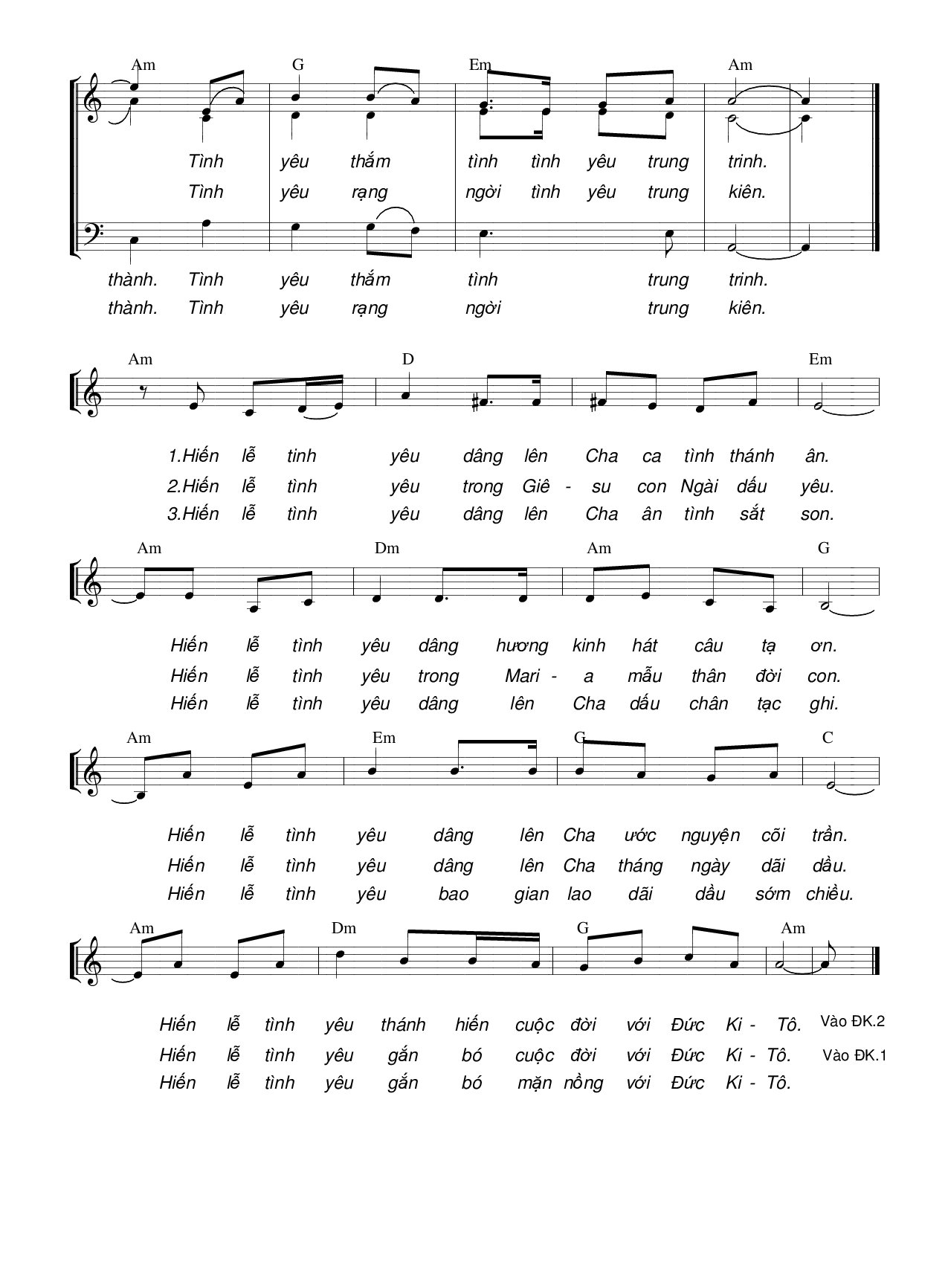Page 2 of Sheet music PDF Dâng Ngài tình son (3 bè) - Hương Đan
