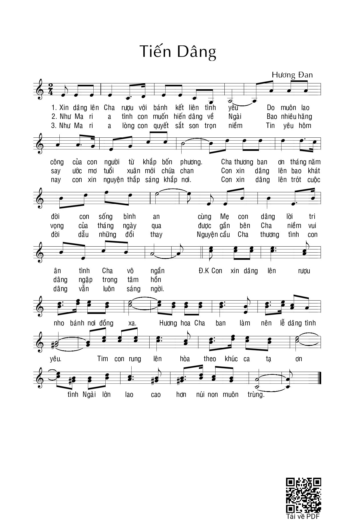 Page 1 of Sheet music PDF Tiến dâng - Hương Đan