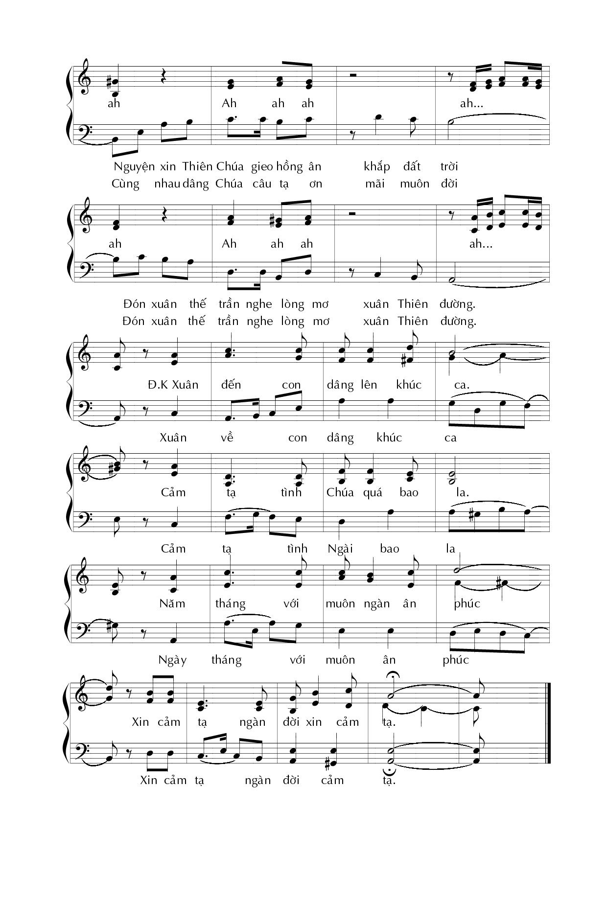 Page 2 of Sheet music PDF Xin cảm tạ Chúa - Hương Đan