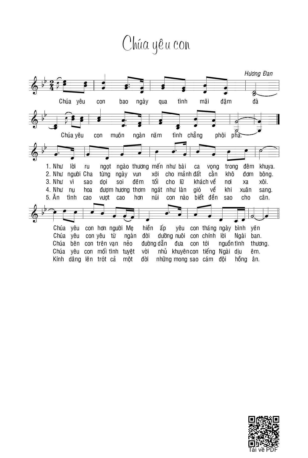 Page 1 of Sheet music PDF Chúa yêu con - Hương Đan