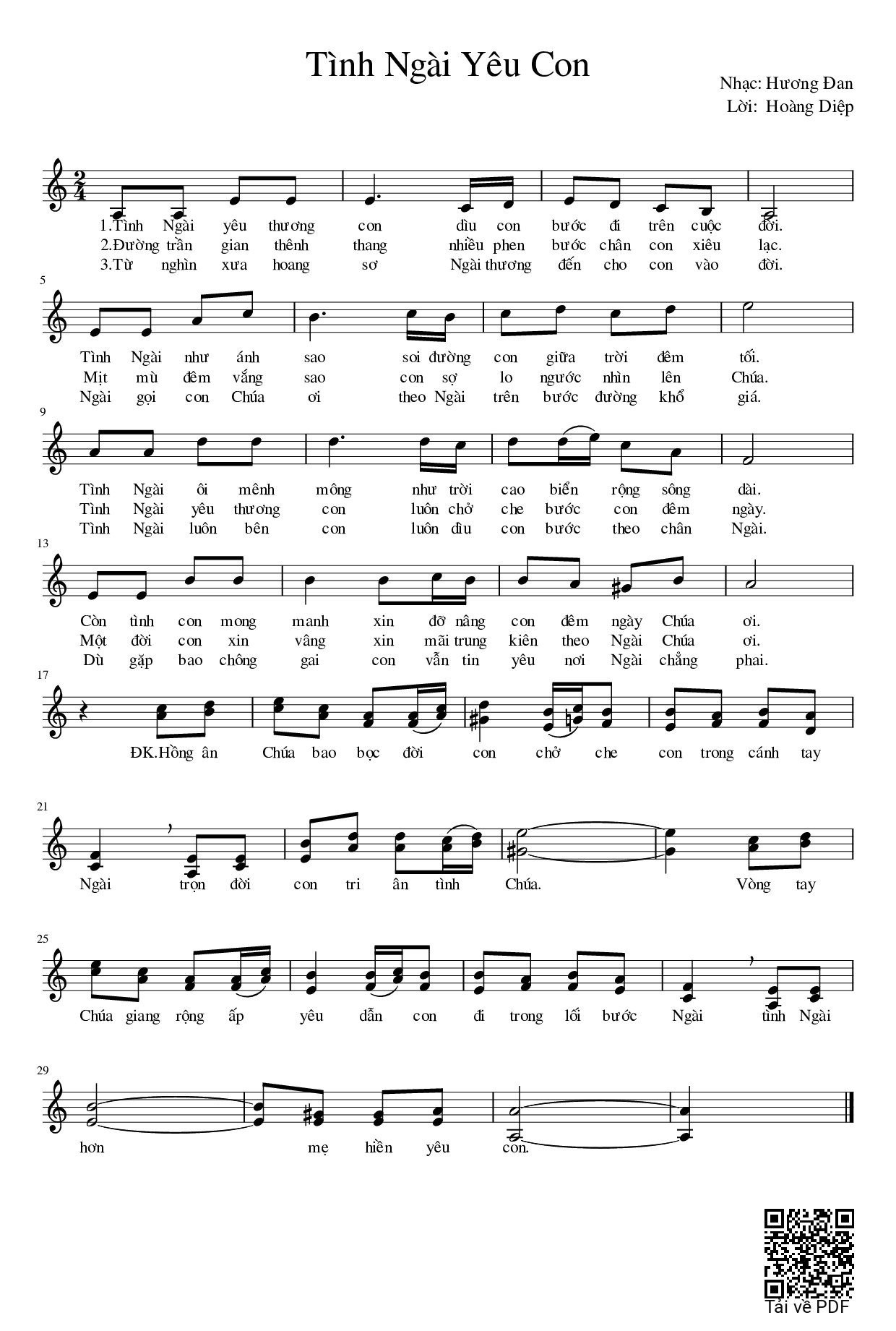 Page 1 of Sheet music PDF Tình Ngài yêu con - Hương Đan