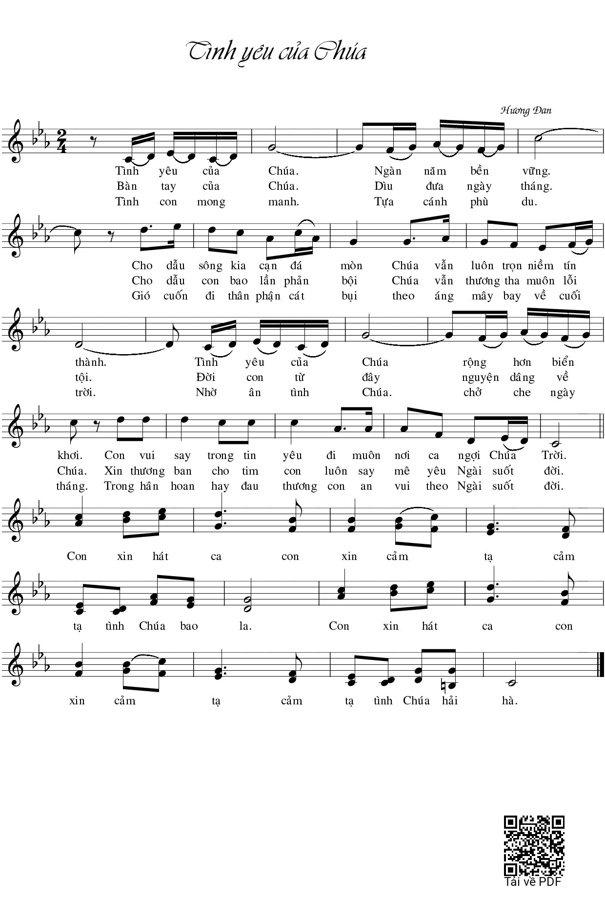 Page 1 of Sheet music PDF Tình yêu của Chúa - Hương Đan