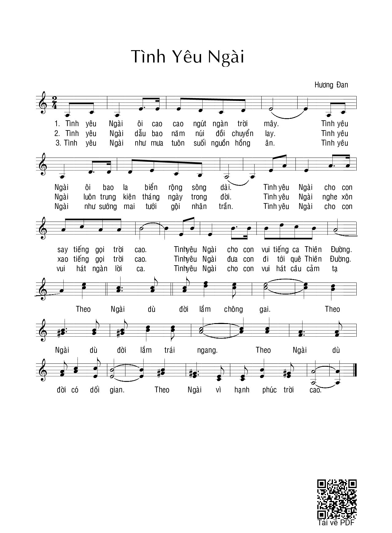 Page 1 of Sheet music PDF Tình yêu Ngài - Hương Đan