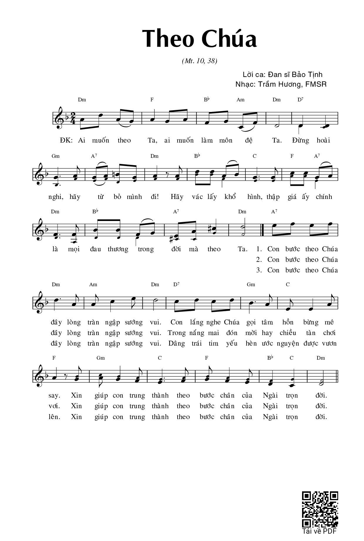Page 1 of Sheet music PDF Theo Chúa - Hương Đan