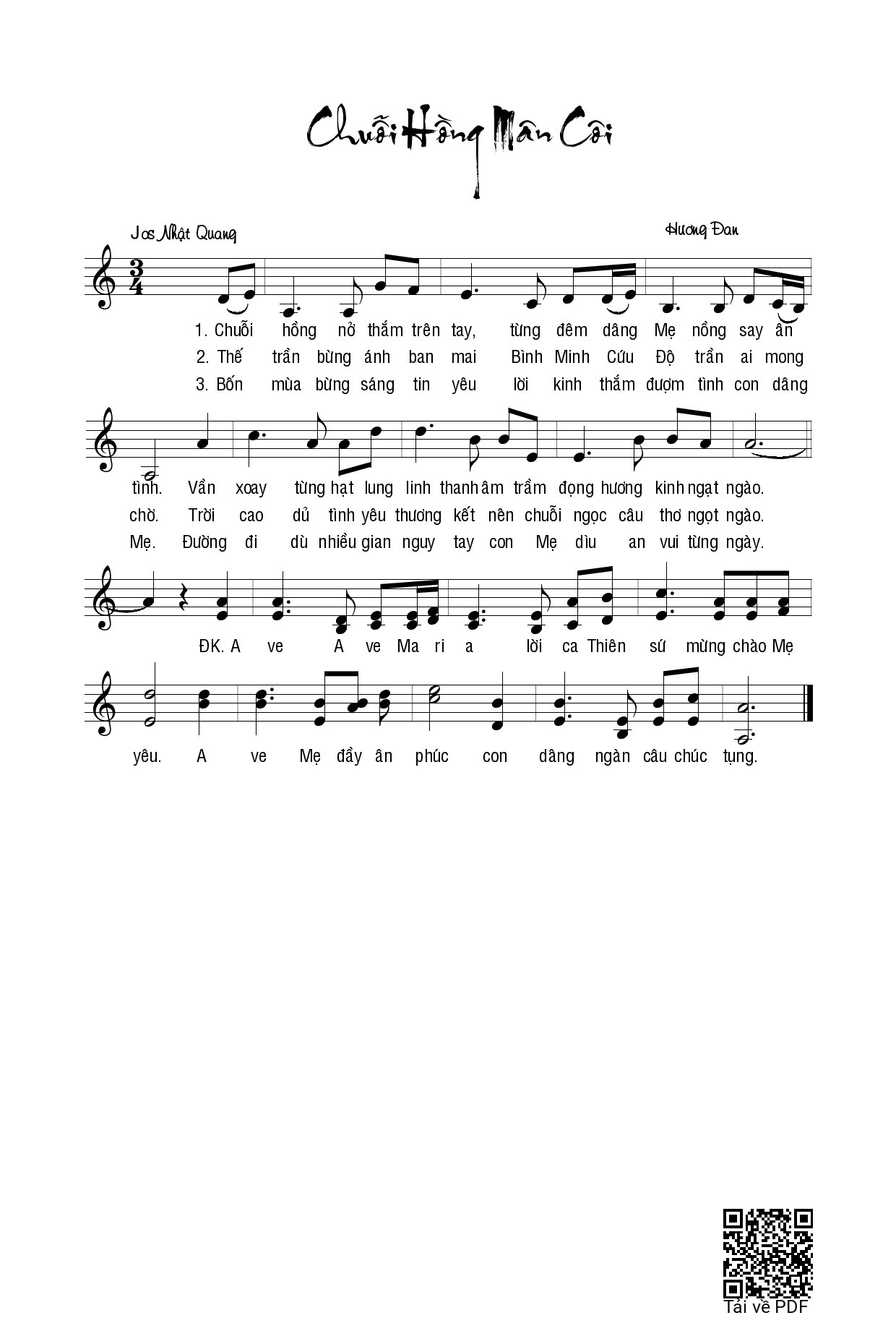 Page 1 of Sheet music PDF Chuỗi hồng Mân Côi - Hương Đan