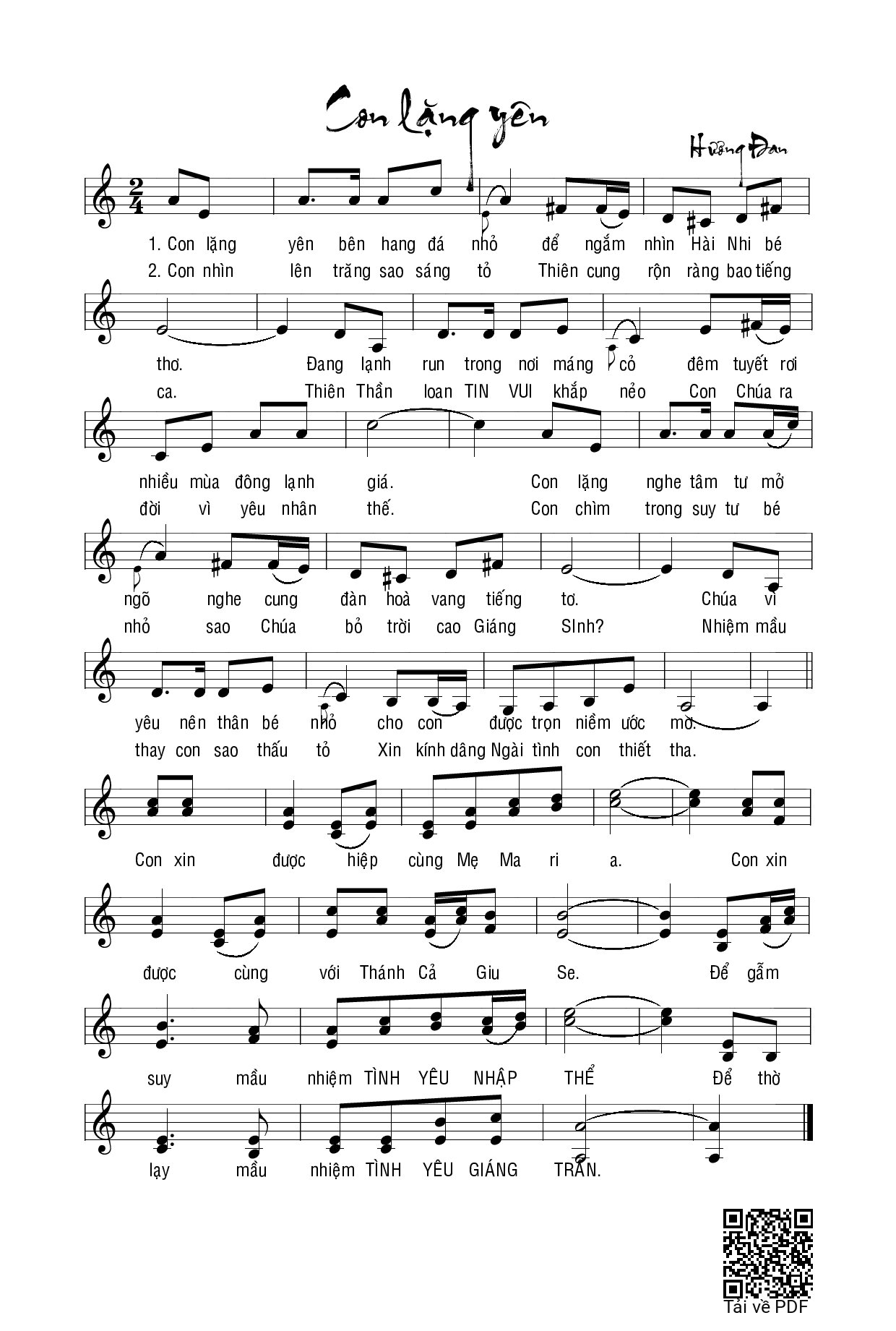 Page 1 of Sheet music PDF Con lặng yên - Hương Đan