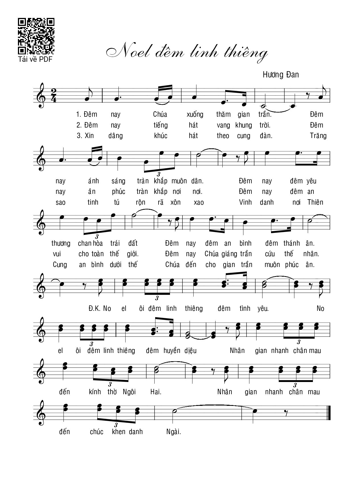 Page 1 of Sheet music PDF Noel đêm linh thiêng - Hương Đan