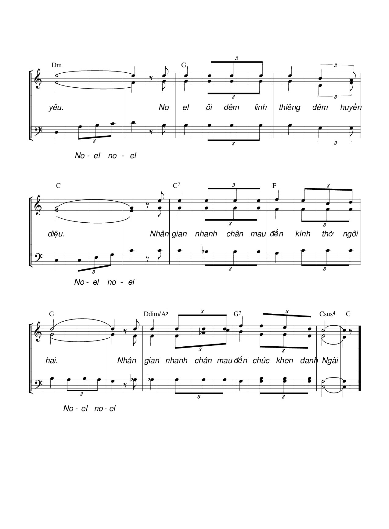 Page 2 of Sheet music PDF Noel đêm linh thiêng (3 bè) - Hương Đan