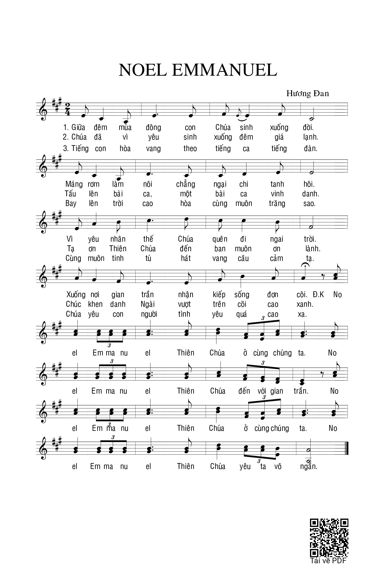 Page 1 of Sheet music PDF Noel Emmanuel - Hương Đan