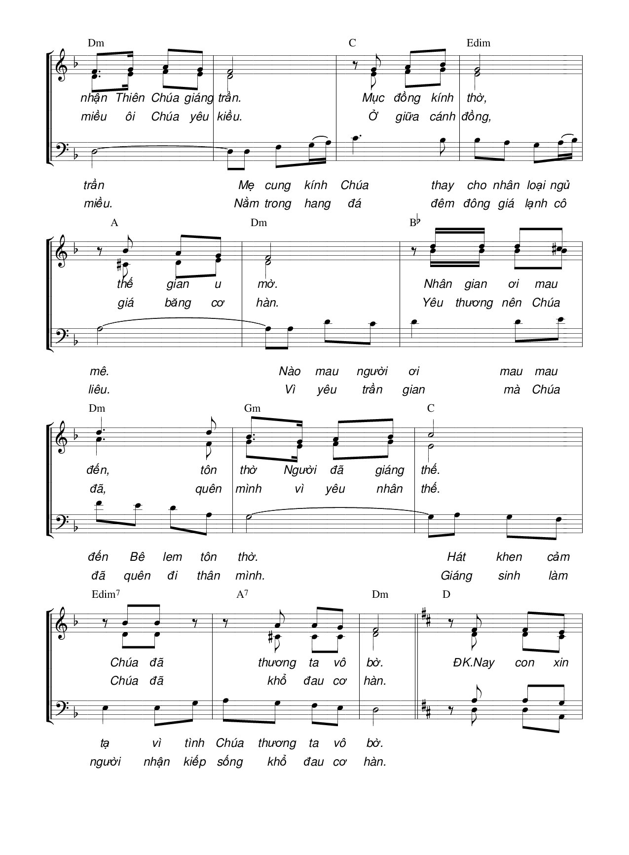 Page 2 of Sheet music PDF Nhớ về Bê Lem (4 bè) - Hương Đan