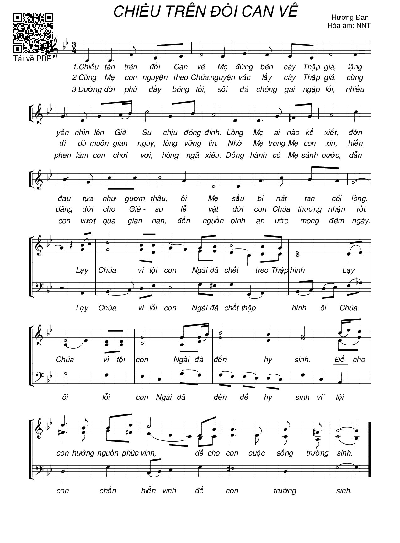 Sheet PDF of Chiều trên đồi Canvê (3 bè)