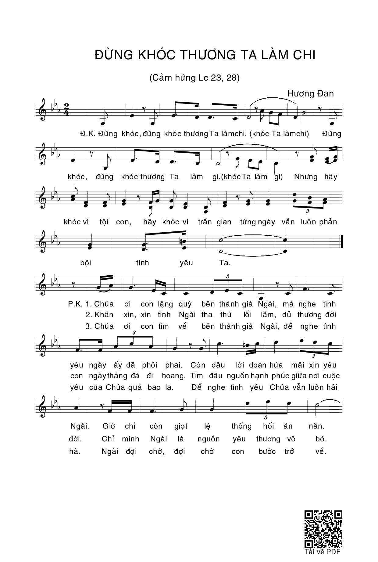 Sheet PDF of Đừng khóc thương Ta làm chi