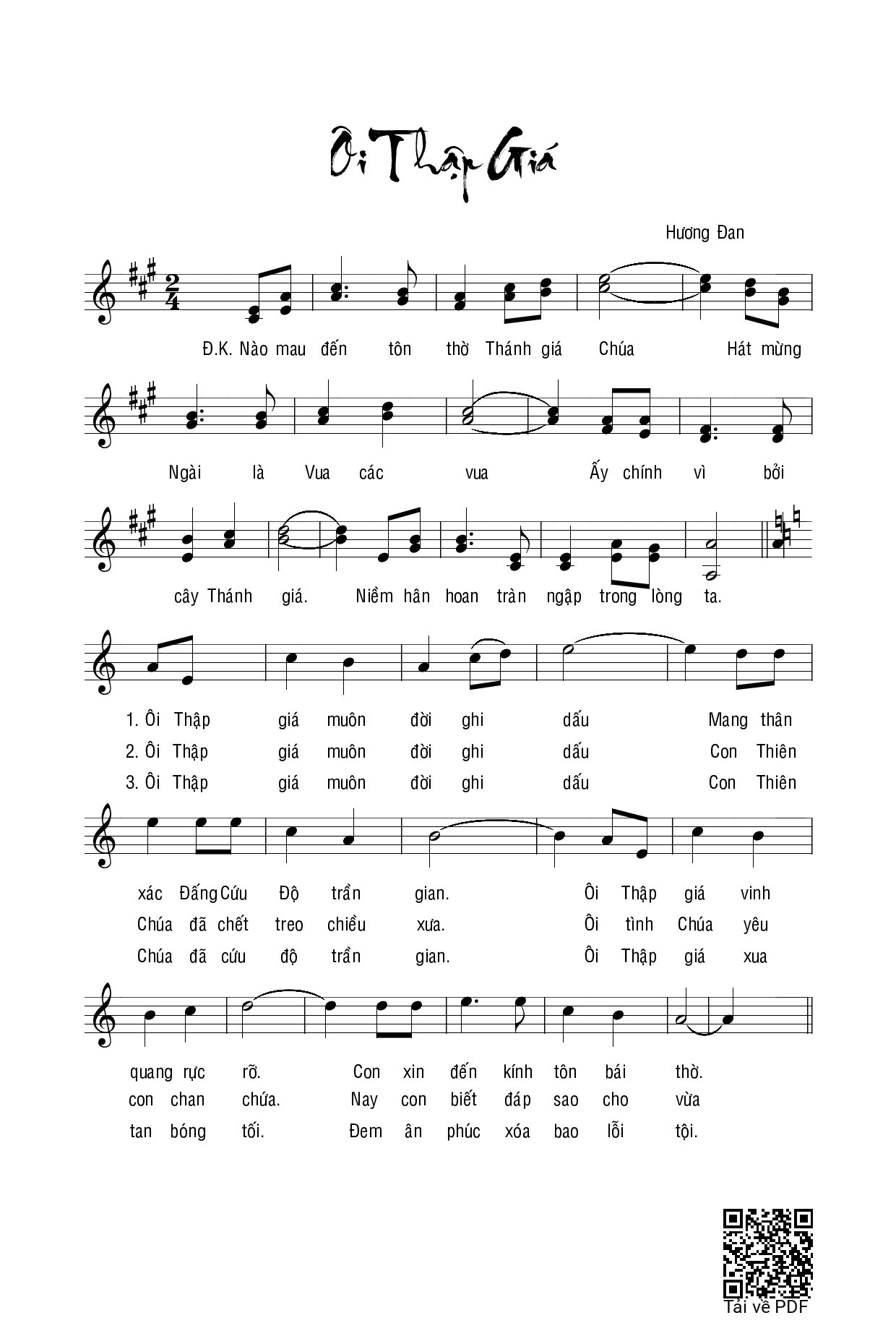 Page 1 of Sheet music PDF Ôi Thập Giá - Hương Đan