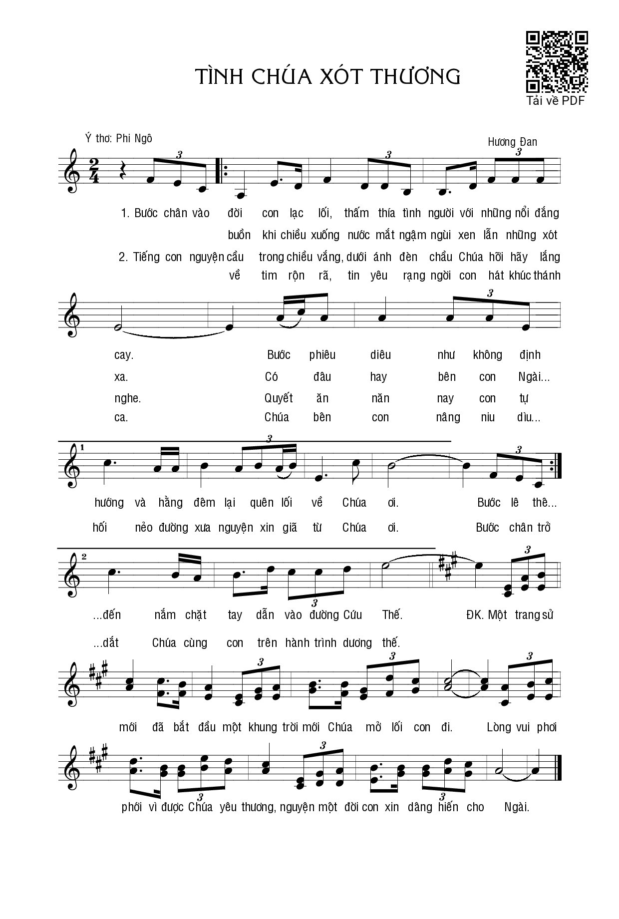 Page 1 of Sheet music PDF Tình Chúa xót thương - Hương Đan