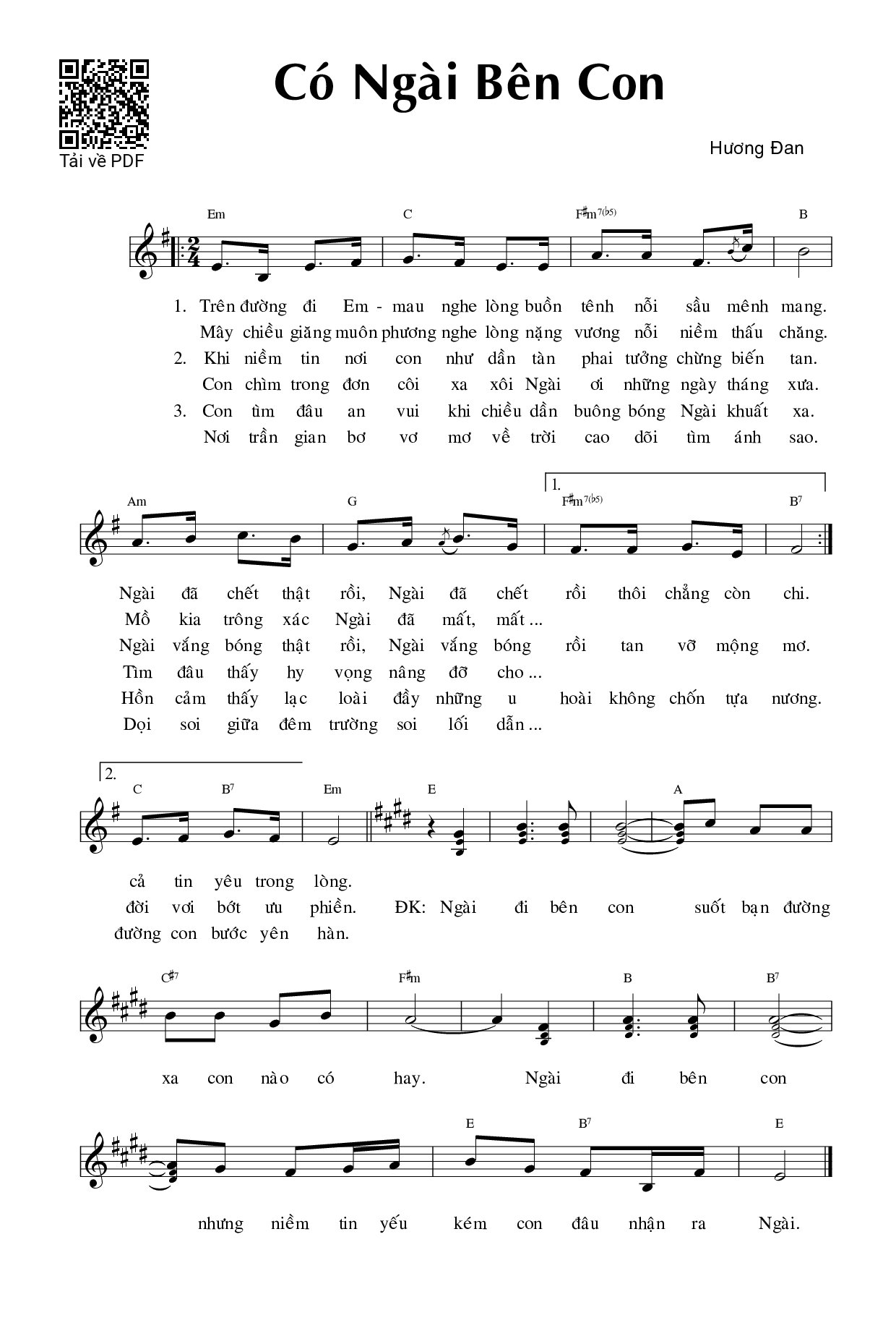 Page 1 of Sheet music PDF Có Ngài bên con - Hương Đan