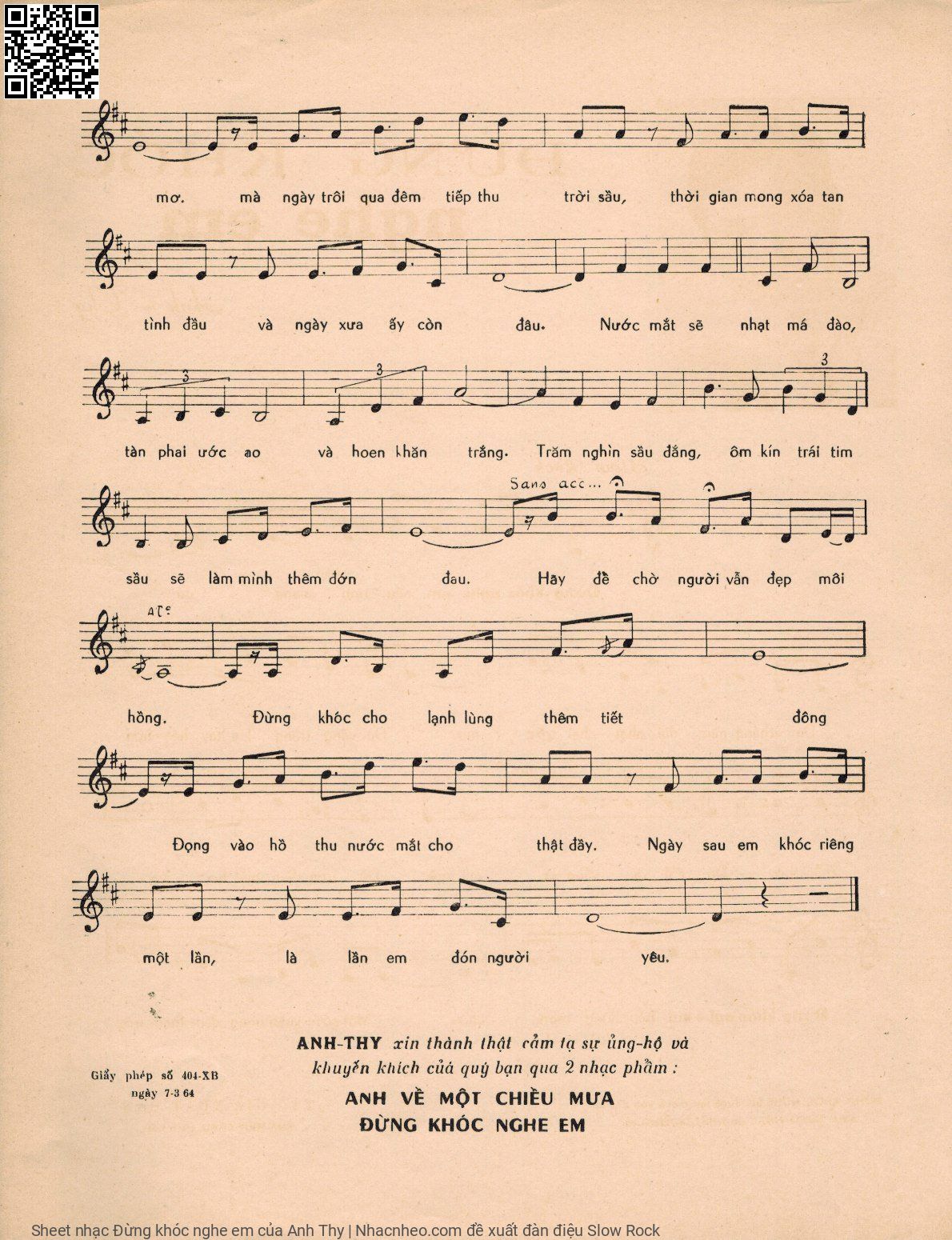 Page 3 of Sheet music PDF Đừng khóc nghe em - Anh Thy