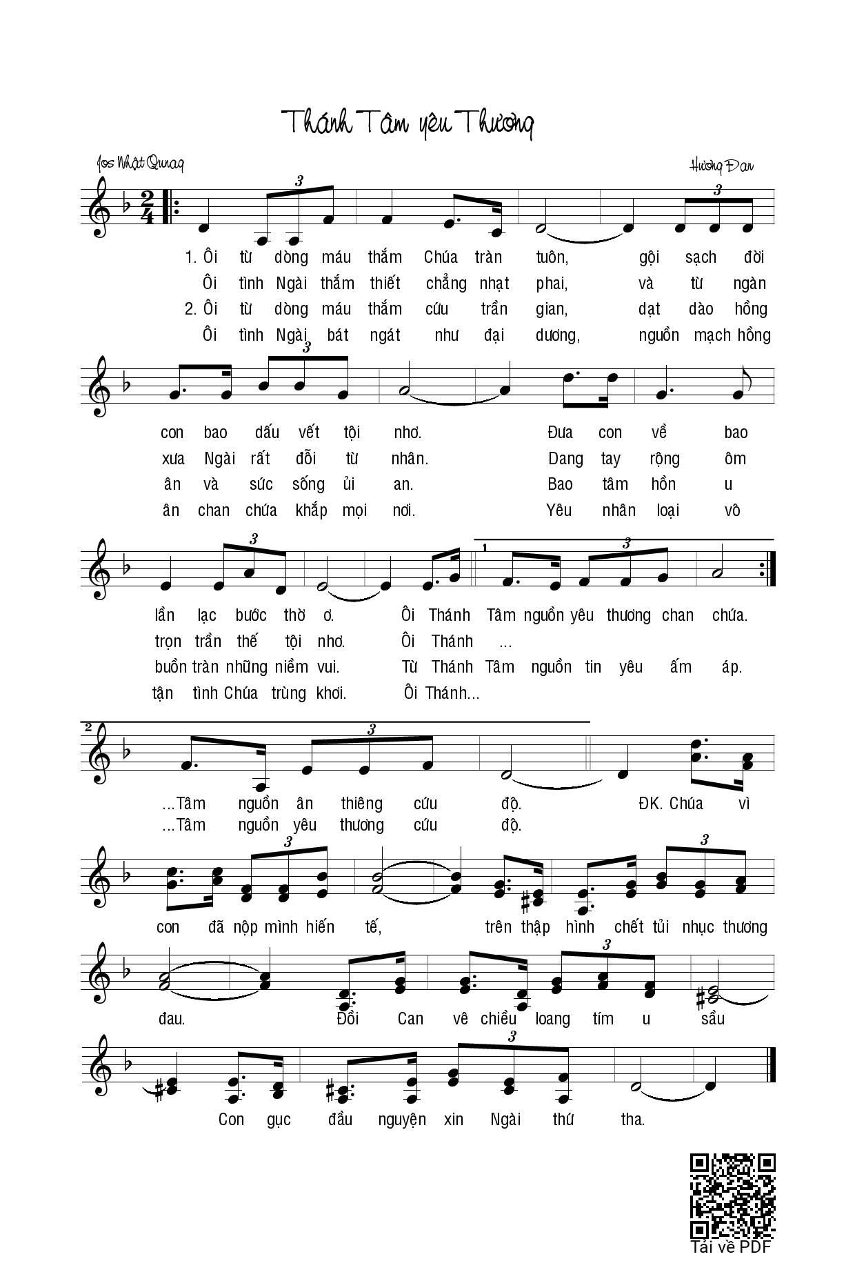 Page 1 of Sheet music PDF Thánh Tâm yêu thương - Hương Đan