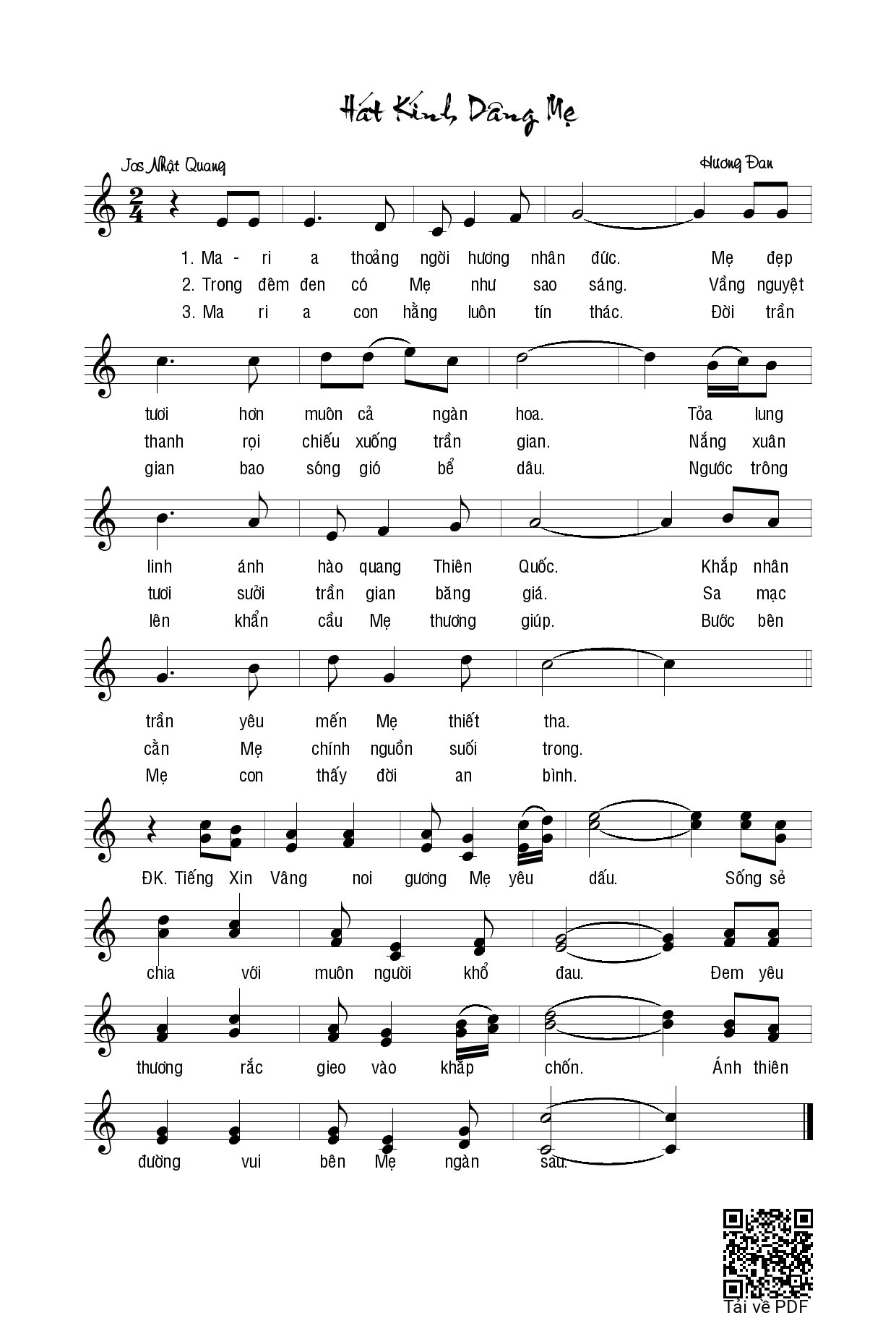 Page 1 of Sheet music PDF Hương kinh chiều - Hương Đan