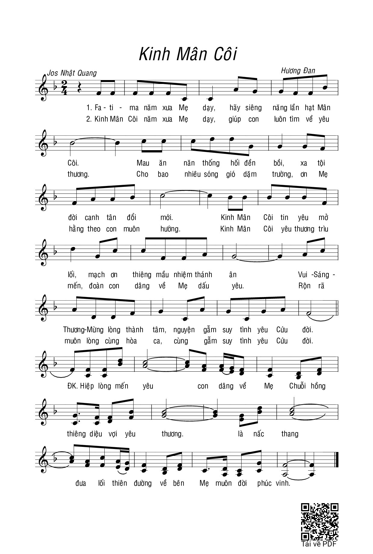 Sheet PDF of Kinh Mân Côi&nbsp;